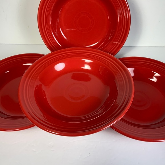 Fiesta Rimmed Soup Bowls Scarlet Fiestaware Salad Pasta 13 1/4 oz. Set 4 NOS #N1 - Picture 2 of 8